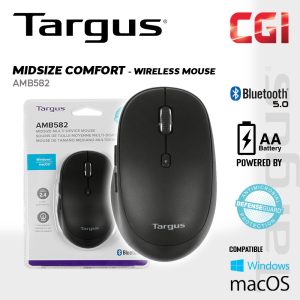 Targus AMB582 Midsize Comfort Multi-Device Antimicrobial Wireless Mouse (Black)