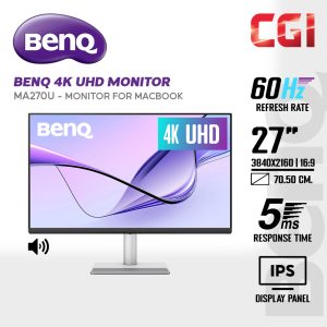 BenQ 27" MA270U IPS 4K UHD HDR400 60Hz 5ms Built-In Speaker PD90W USB-C Ergonomic Monitor For Macbooks