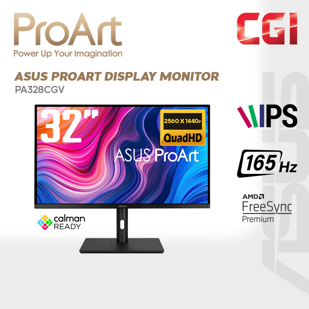 Asus 32" Proart PA328CGV IPS WQHD Freesync Premium 165Hz 600nits HDR 95% DCI-P3 100% sRGB/Rec.709 ?E < 2 USB-C C-Clamp Ergonomic Monitor