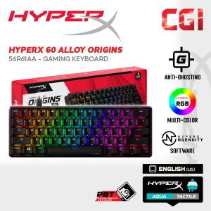 HyperX 60 Alloy Origins AQU Doubleshot PBT Mechanical Switches RGB Wired Gaming Keyboard - 56R61AA