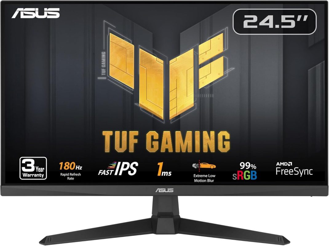 Asus 24.5" TUF Gaming VG259Q3A Fast IPS FHD Freesync Adaptive Sync 180Hz 1ms Built-In Speaker Gaming Monitor