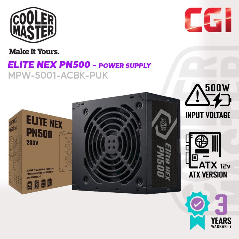 Cooler Master Elite Nex PN500 230V Peak ATX PSU -MPW-5001-ACBK-P