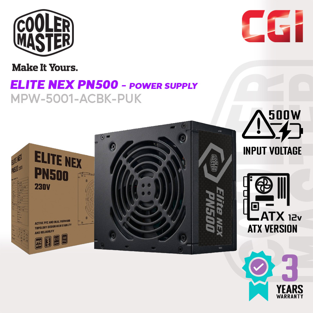 Cooler Master Elite Nex PN500 230V Peak ATX PSU -MPW-5001-ACBK-P