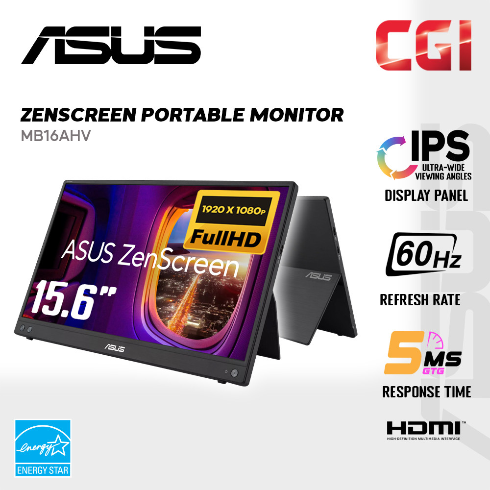 Asus 16" Zenscreen MB16AHV IPS FHD USB-C Mini HDMI Antibacterial Treatment Ultraslim Portable Monitor