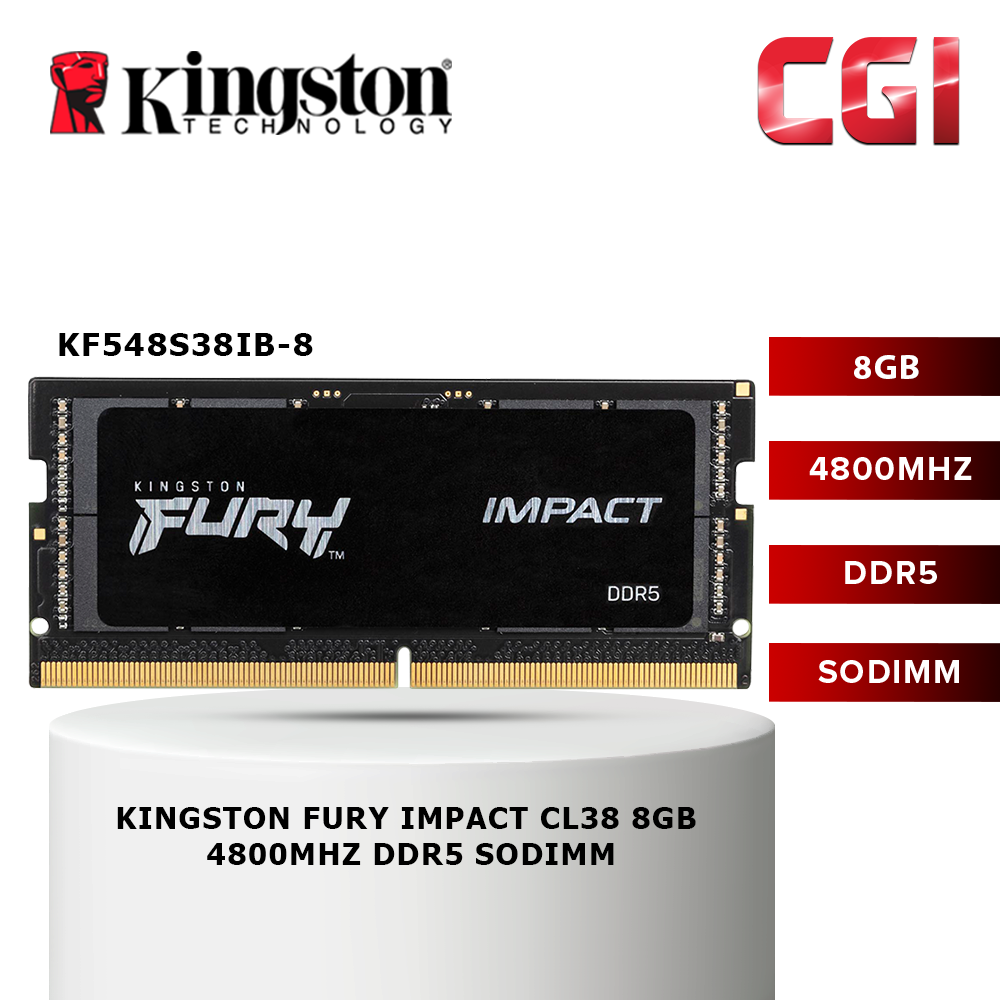 Kingston FURY Impact 8GB DDR5-4800 CL38 262-Pin SODIMM - KF548S38IB-8