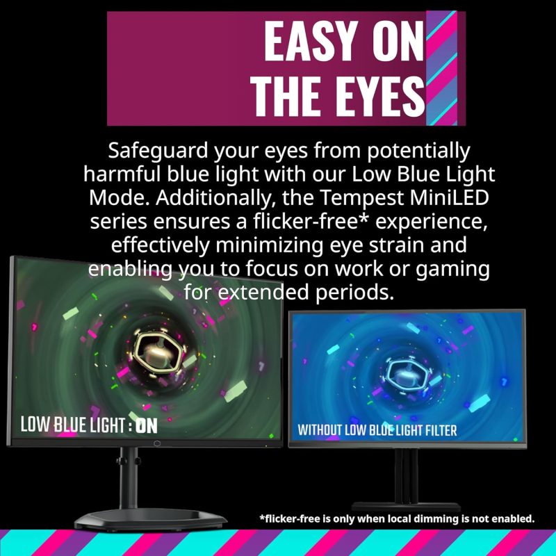 Cooler Master 27" Tempest GP27Q Quantum Dot Mini LED IPS QHD HDR1000 Adaptive Sync 165Hz 1ms HALO Ring Ergonomic Gaming Monitor