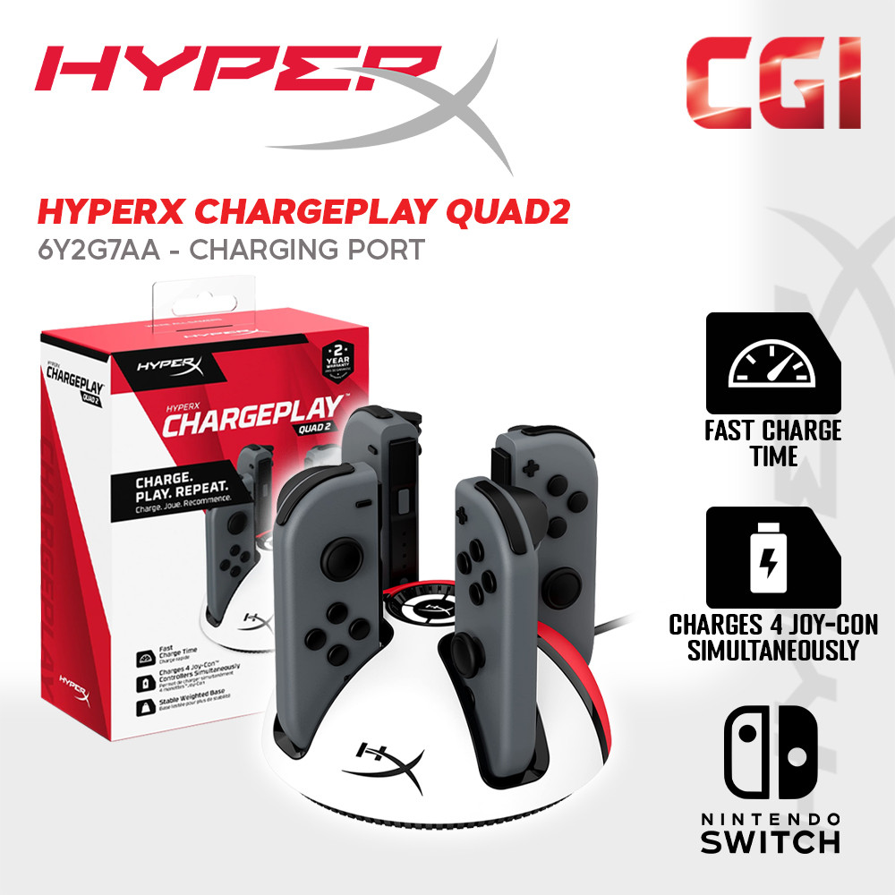 HyperX ChargePlay Quad 2|Joy-Con Charging Station - White-Red (6Y2G7AA)