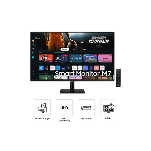 Samsung 32" M7 LS32DM700UEXXS VA 4K UHD HDR10 Tizen Build In Speaker Solarcell Remote Smart Monitor