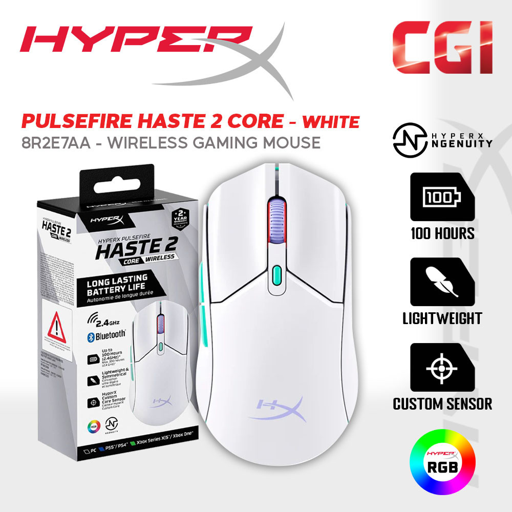 HyperX Pulsefire Haste 2 Core Wireless Gaming Mouse - White (8R2E7AA)
