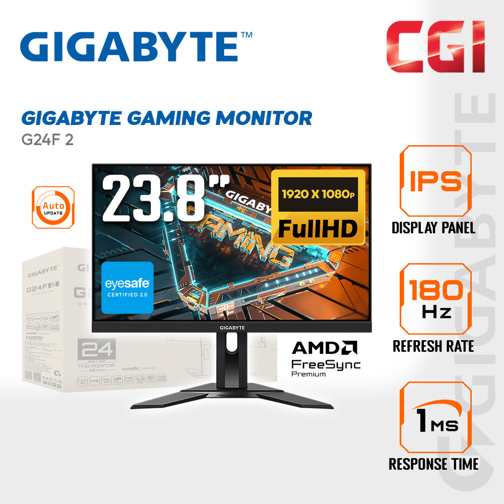 Gigabyte 24" G24F 2 Superspeed IPS FHD HDR Freesync Premium Adaptive Sync 180Hz 1ms HAS Gaming Monitor