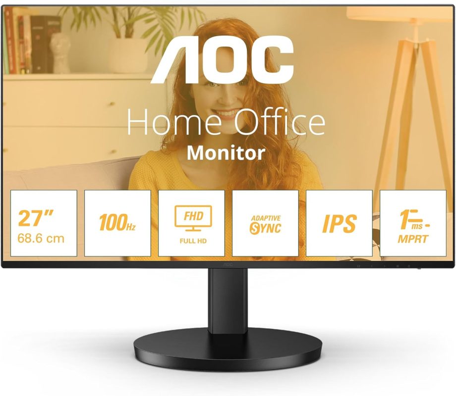 AOC 27" 27B3HA2 IPS FHD Adaptive Sync 100Hz 1ms Build-In Speaker Frameless Monitor