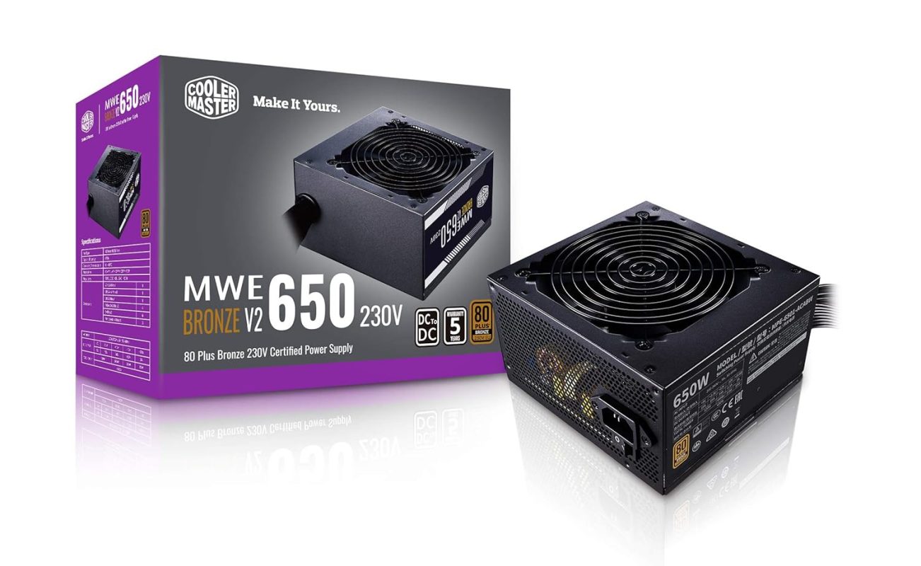 Cooler Master MWE 650 Bronze 80 Plus Certified V3 230V Power Supply PSU - MPE-6501-ACABW-3BUK