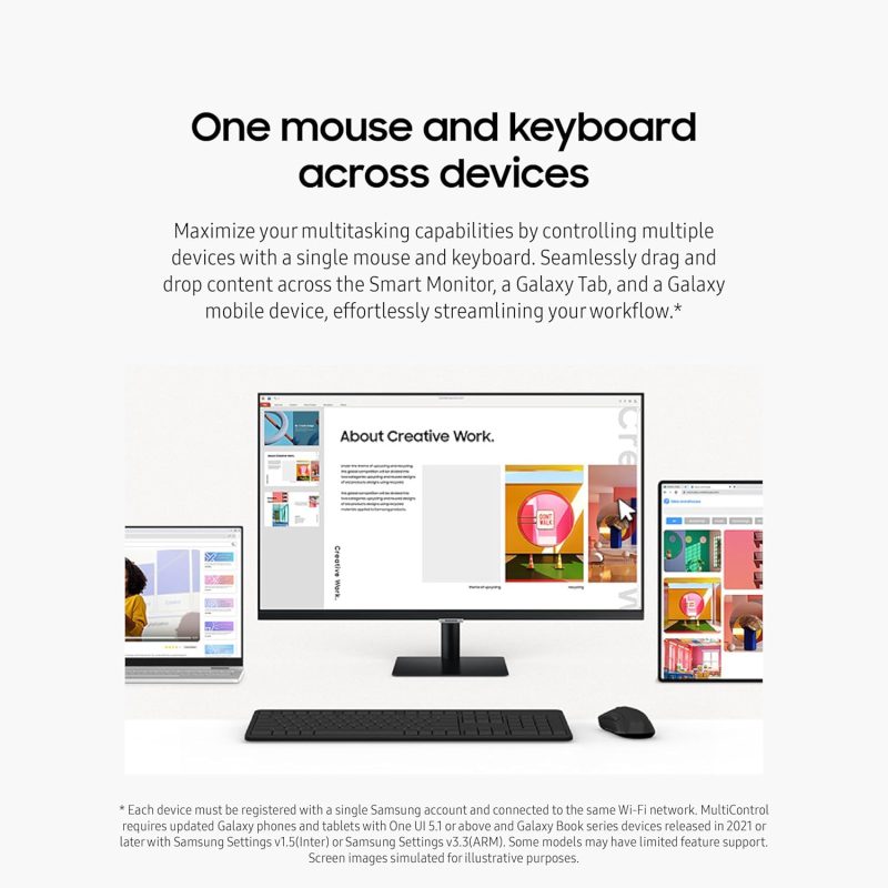 Samsung 27" LS27DM500EEXXS M5 M50D Tizen VA FHD HDR10 60Hz 4ms Build In Speaker Smart Monitor