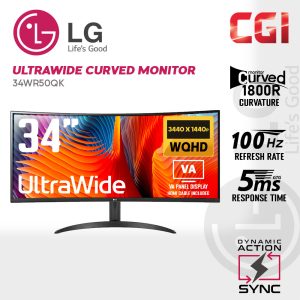 LG 34" 34WR50QK VA QHD HDR10 100Hz 5ms 21:9 Curved UltraWide? Monitor