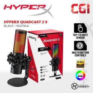 HyperX Quadcast 2 S Multifunctional Knob Shock Mount USB aRGB Gaming Microphone - 9A273AA