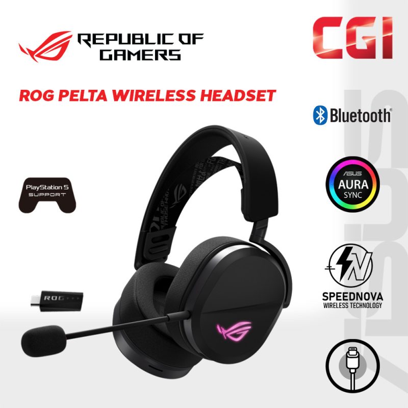 Asus ROG Pelta Tri-Mode RGB SpeedNova Super-Wideband Boom Microphone Fast Charging Gaming Headset