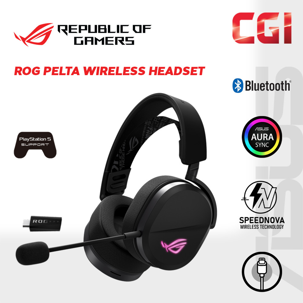 Asus ROG Pelta Tri-Mode RGB SpeedNova Super-Wideband Boom Microphone Fast Charging Gaming Headset