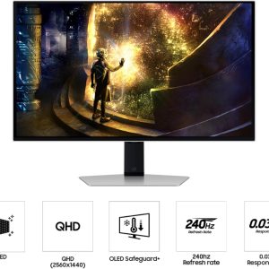 Samsung 27" Odyssey OLED G6 G61SD QHD HDR10+ Freesync Premium Pro 240Hz 0.03ms Ergonomic Gaming Monitor