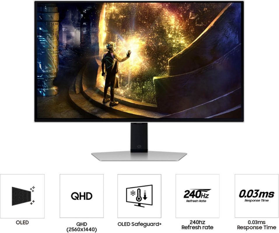 Samsung 27" Odyssey OLED G6 G61SD QHD HDR10+ Freesync Premium Pro 240Hz 0.03ms Ergonomic Gaming Monitor