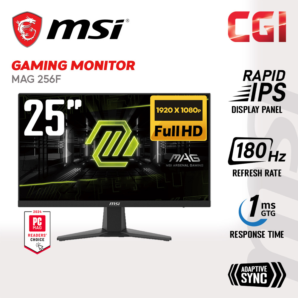 MSI 24.5" MAG 256F Rapid IPS FHD Adaptive Sync 180Hz 1ms Gaming Monitor