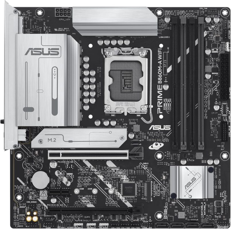Asus Prime B860M-A-WIFI-CSM 8666+ MT/s DDR5 PCIe 5.0 WiFi 6E Windows 11 Aura Sync Motherboard