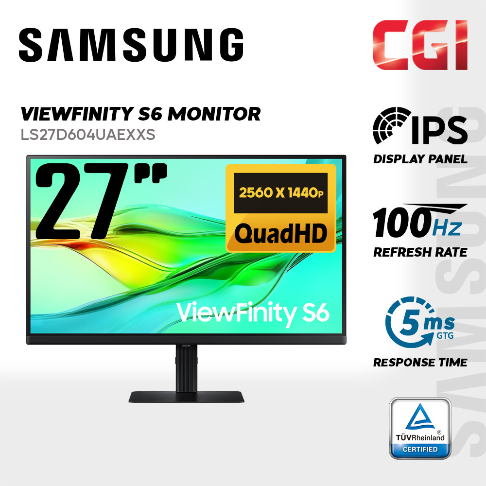 Samsung 27" LS27D604UAEXXS IPS QHD HDR10 100Hz 5ms PBP PIP USB-C LAN Ergonomic Viewfinity Monitor