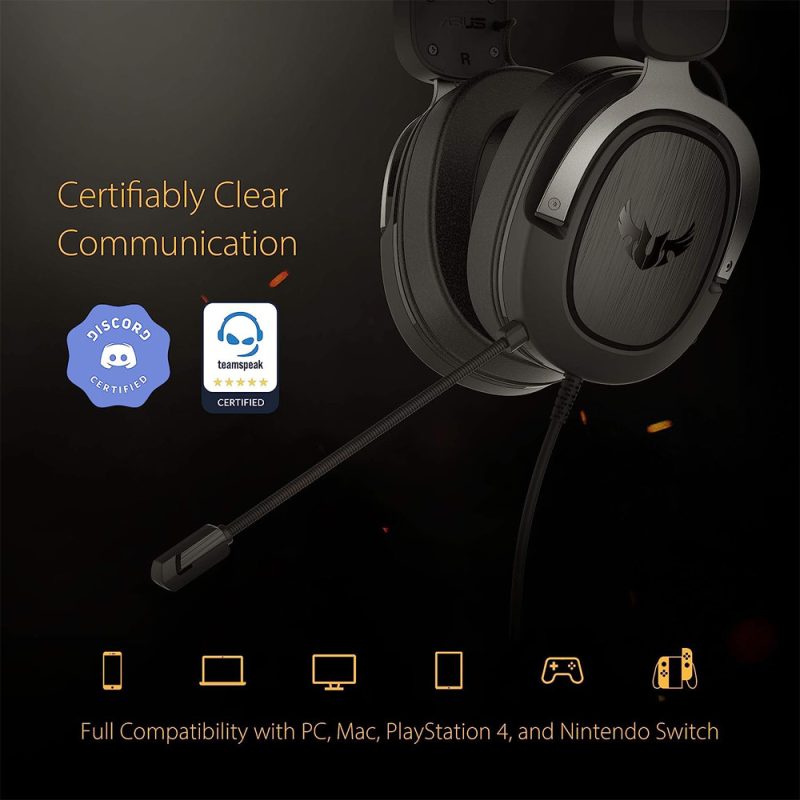 Asus TUF Gaming H3 7.1 Surround Sound Gaming Headset for PC, PS4, Xbox One and Nintendo Switch - GUN METAL (90YH028G-B1UA00)