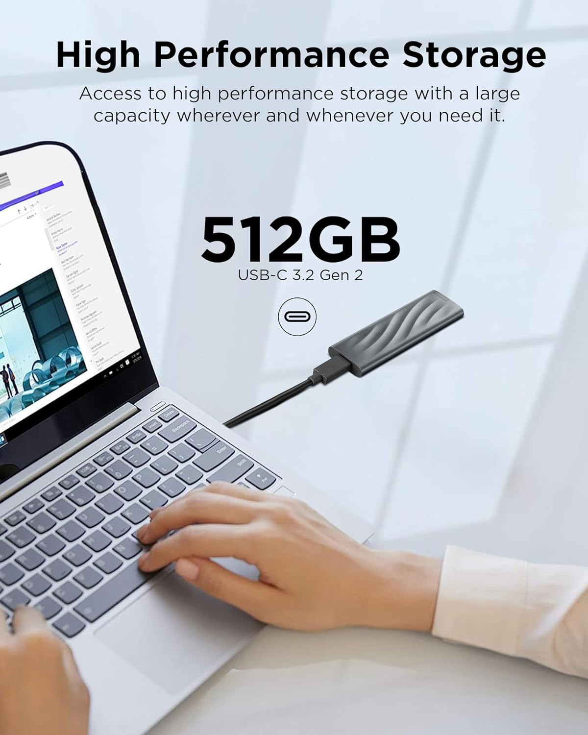 Lenovo PS8 512GB USB-C Lightweight Portable SSD - GXB1M24159