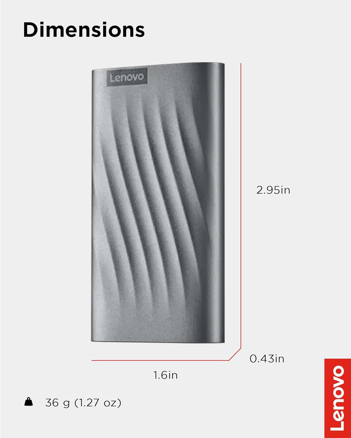 Lenovo PS6 1TB USB-C Lightweight Portable SSD - GXB1M24164