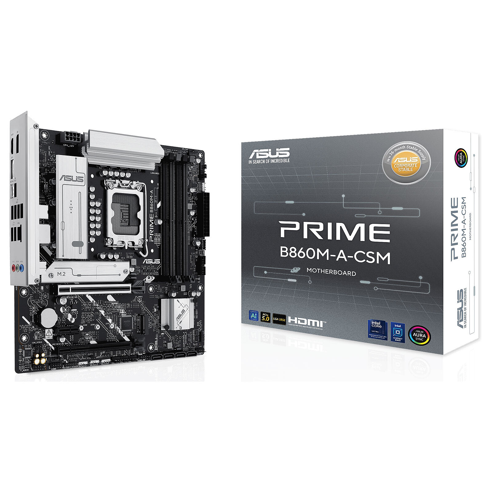 Asus Prime B860M-A-CSM 8666+ MT/s DDR5 PCIe 5.0 Windows 11 Aura Sync Motherboard