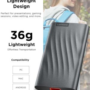 Lenovo PS6 512GB USB-C Lightweight Portable SSD - GXB1M24163