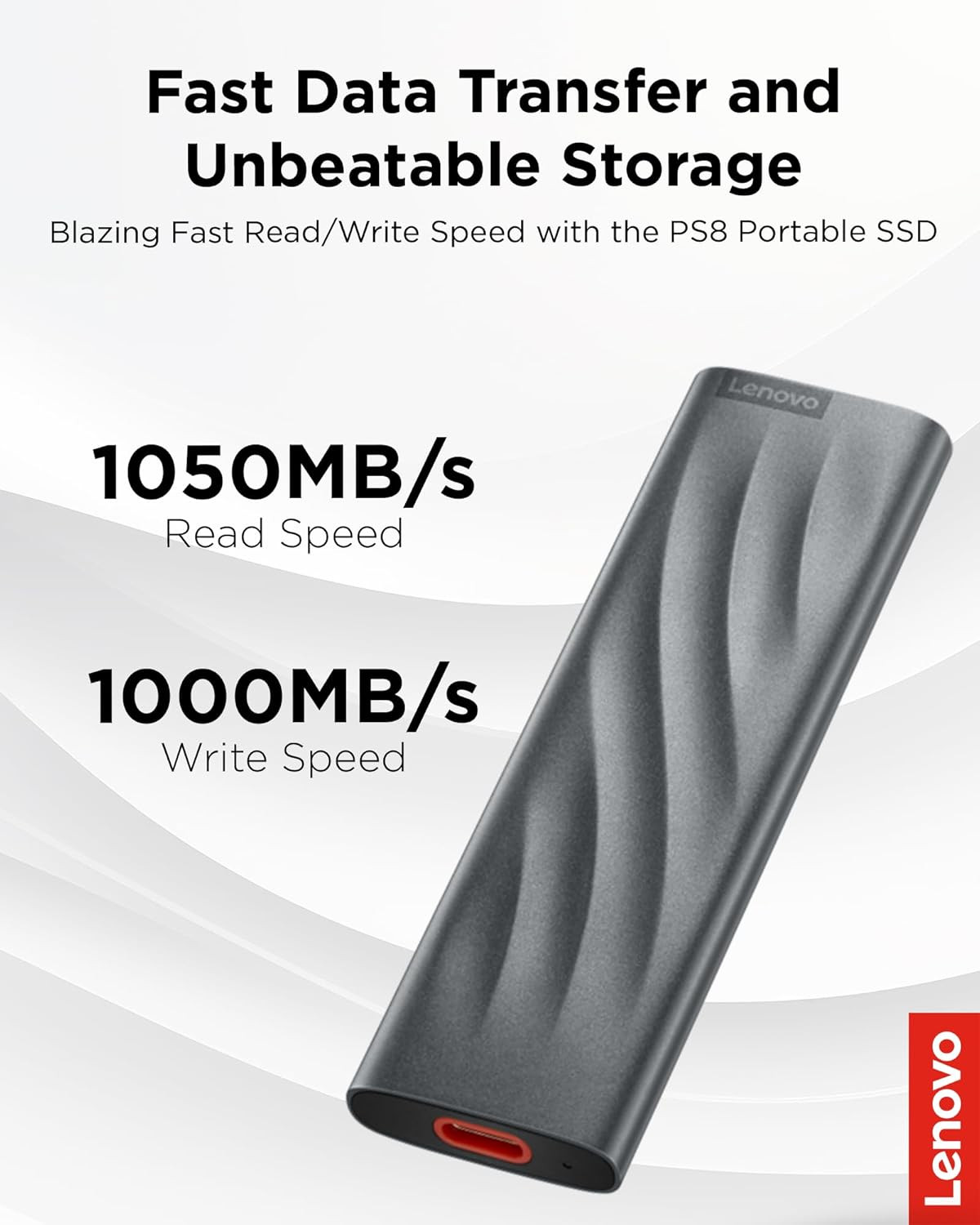 Lenovo PS8 512GB USB-C Lightweight Portable SSD - GXB1M24159