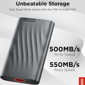 Lenovo PS6 512GB USB-C Lightweight Portable SSD - GXB1M24163