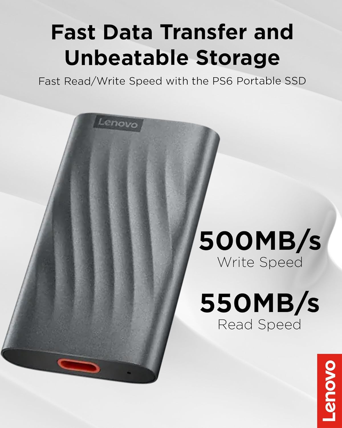 Lenovo PS6 512GB USB-C Lightweight Portable SSD - GXB1M24163