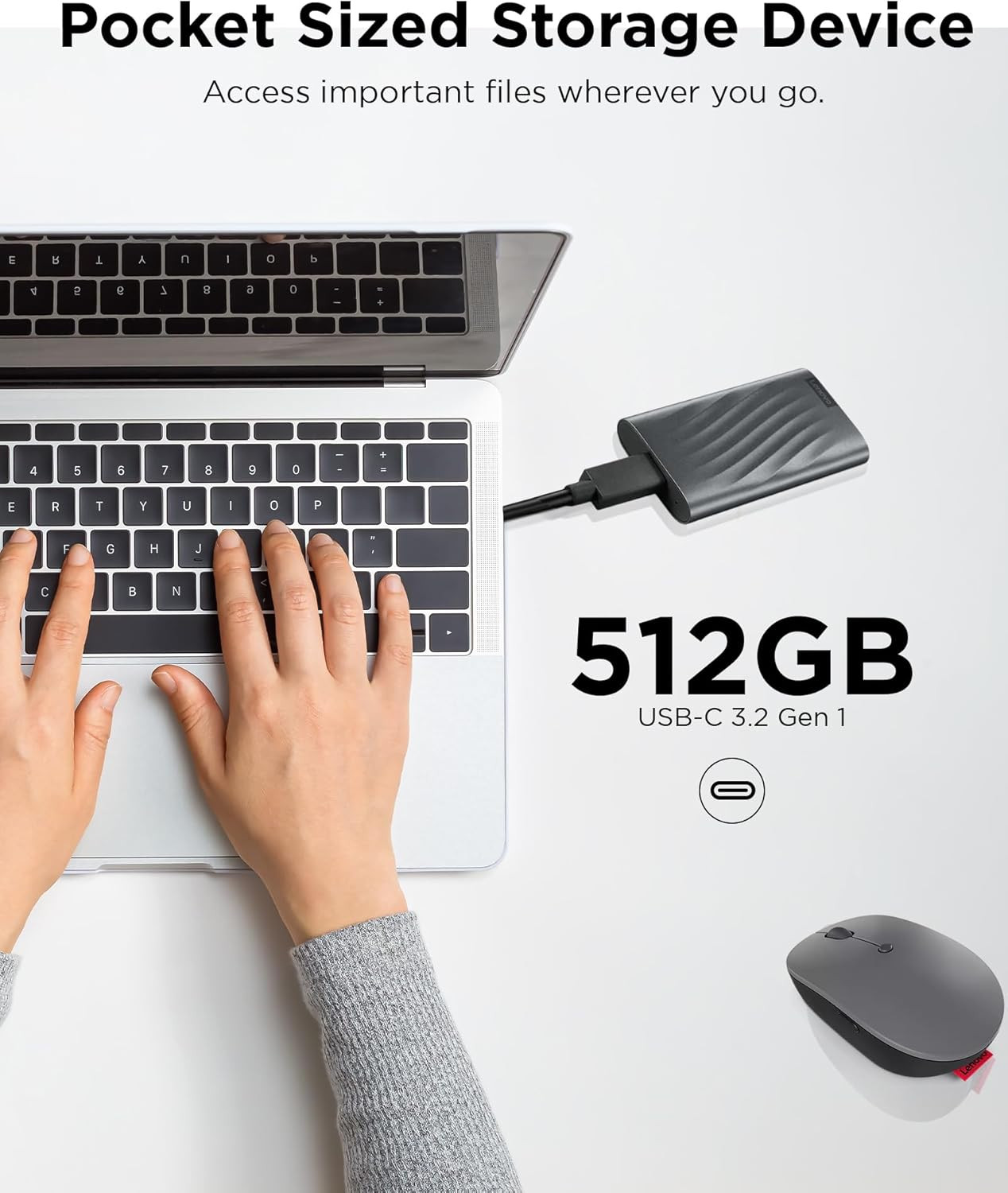 Lenovo PS6 512GB USB-C Lightweight Portable SSD - GXB1M24163