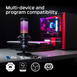 HyperX QuadCast S RGB Lighting USB Condenser Gaming & Streaming Microphone For PC, PS4, Mac (HMIQ1S-XX-RG/G)