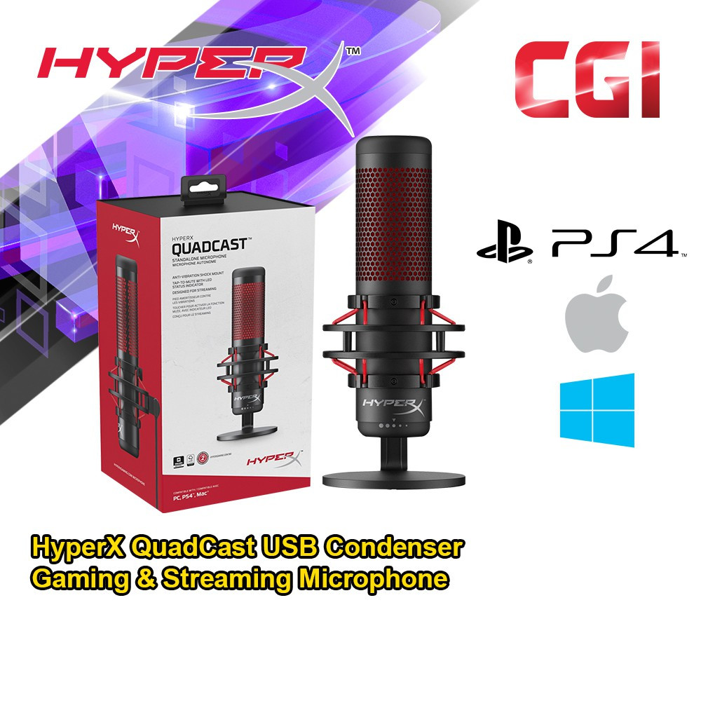 HyperX QuadCast USB Condenser Gaming & Streaming Microphone For PC, PS4, Mac (HX-MICQC-BK)