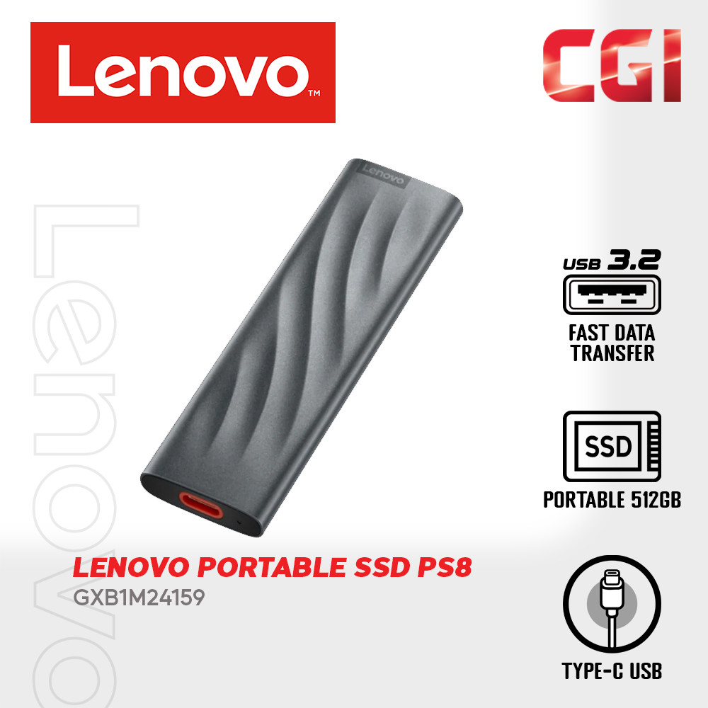 Lenovo PS8 512GB USB-C Lightweight Portable SSD - GXB1M24159