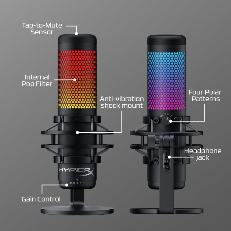 HyperX QuadCast S RGB Lighting USB Condenser Gaming & Streaming Microphone For PC, PS4, Mac (HMIQ1S-XX-RG/G)