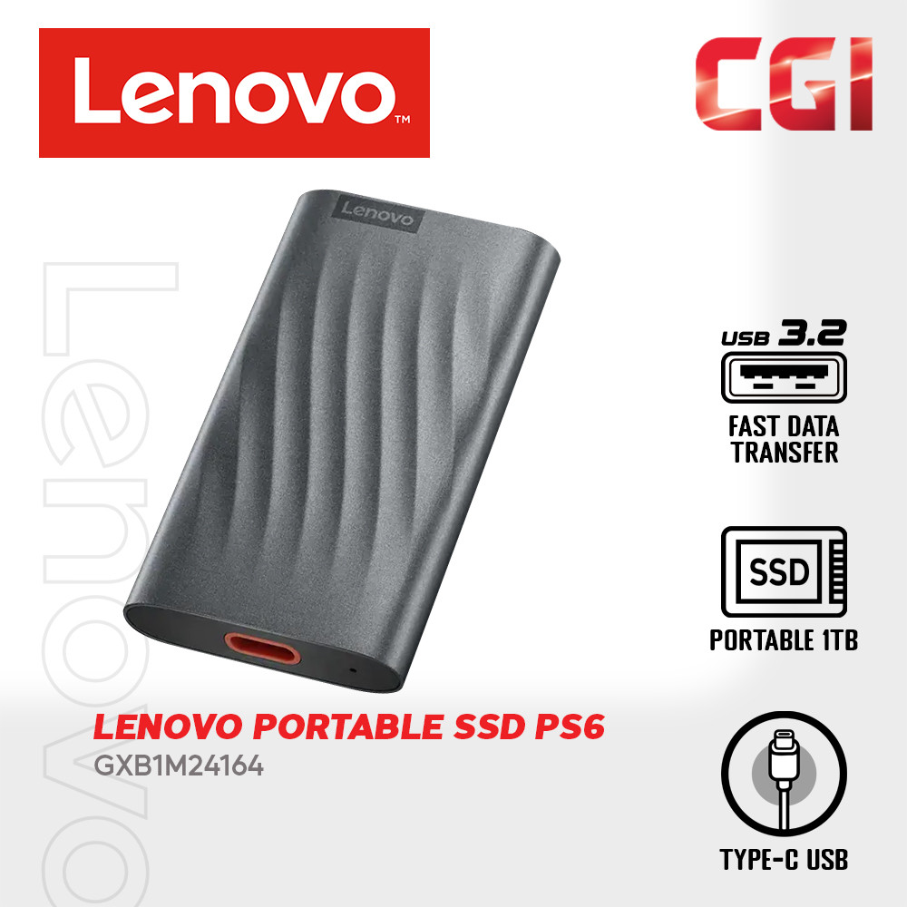 Lenovo PS6 1TB USB-C Lightweight Portable SSD - GXB1M24164