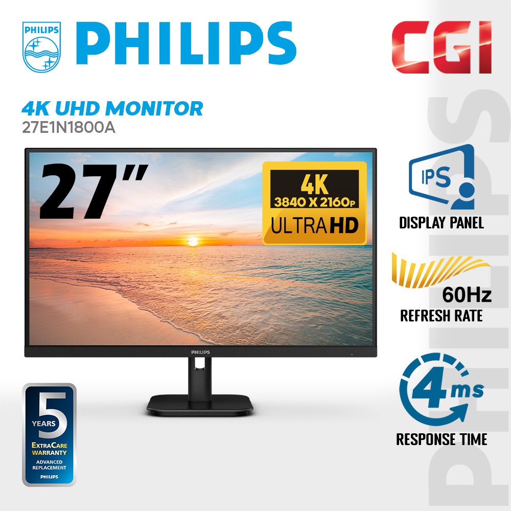 Philips 27" 27E1N1800A 4K UltraHD HDR Adaptive Sync Built-In Speaker