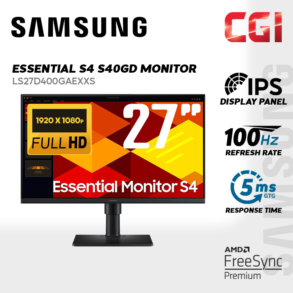 Samsung 27" S40GD LS27D400GAEXXS IPS FHD 100Hz 5ms Ergonomic Eye Saver Business Essential Monitor