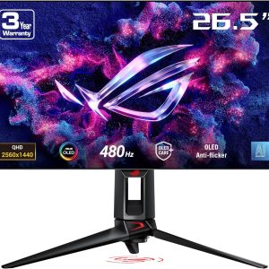Asus 27" ROG Swift OLED PG27AQDP WOLED QHD HDR400 G-Sync Compatible 480Hz 0.03ms OLED Care+ Ai Assistant Gaming Monitor