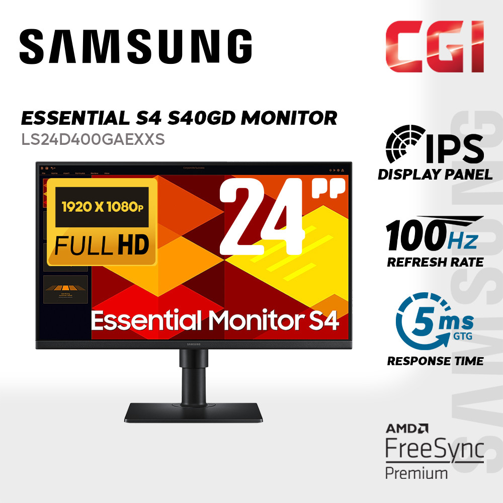 Samsung 24" S40GD LS24D400GAEXXS IPS FHD 100Hz 5ms Ergonomic Eye Saver Business Essential Monitor