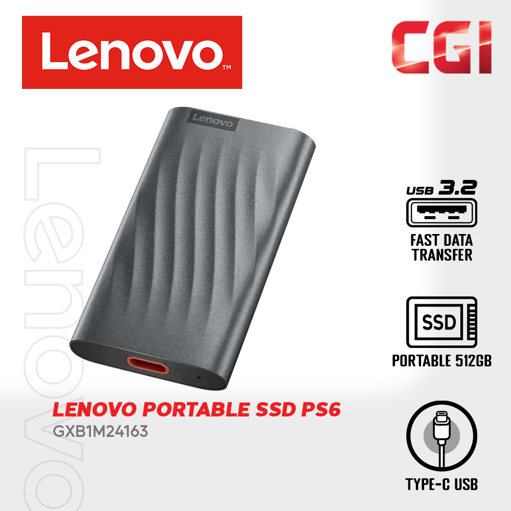 Lenovo PS6 512GB USB-C Lightweight Portable SSD - GXB1M24163