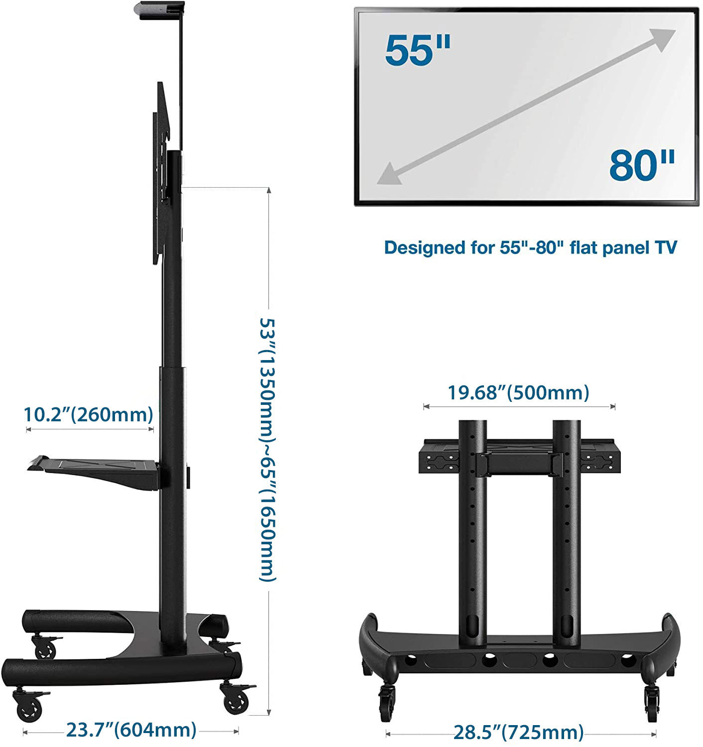 North Bayou AVA 1800-70-1P 55 to 80-inch Adjustable Smart TV Moveable Bracket Stand