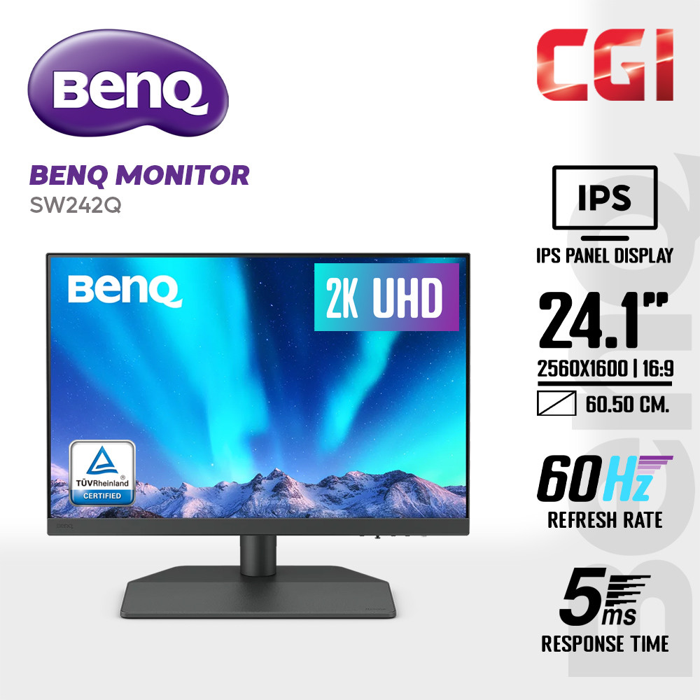 BenQ 24.1" SW242Q IPS WQHD HDR10 60Hz 5ms 100% sRGB Rec.709 USB-C Ergonomic Photographer Monitor