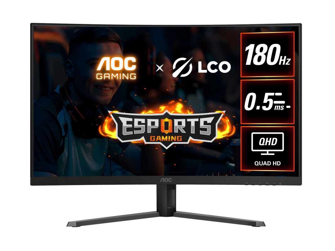 AOC 31.5" CQ32G4E Fast VA QHD HDR10 Adaptive Sync 180Hz 0.5ms Delta E<2 Frameless Curved Gaming Monitor