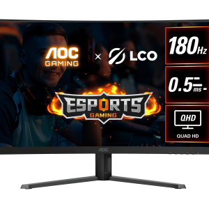 AOC 31.5" CQ32G4E Fast VA QHD HDR10 Adaptive Sync 180Hz 0.5ms Delta E<2 Frameless Curved Gaming Monitor