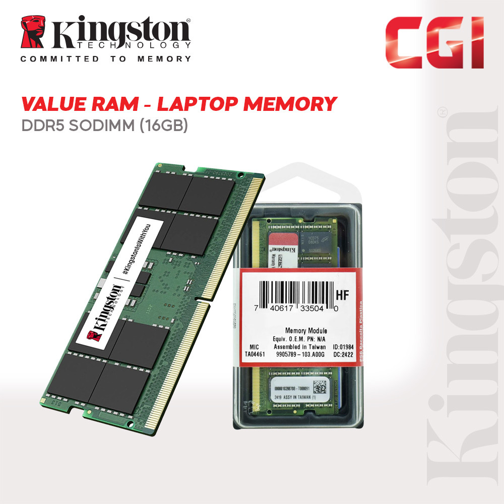 Kingston KVR56S46BS8-16 16GB DDR5-5600 CL46 SODIMM Value RAM